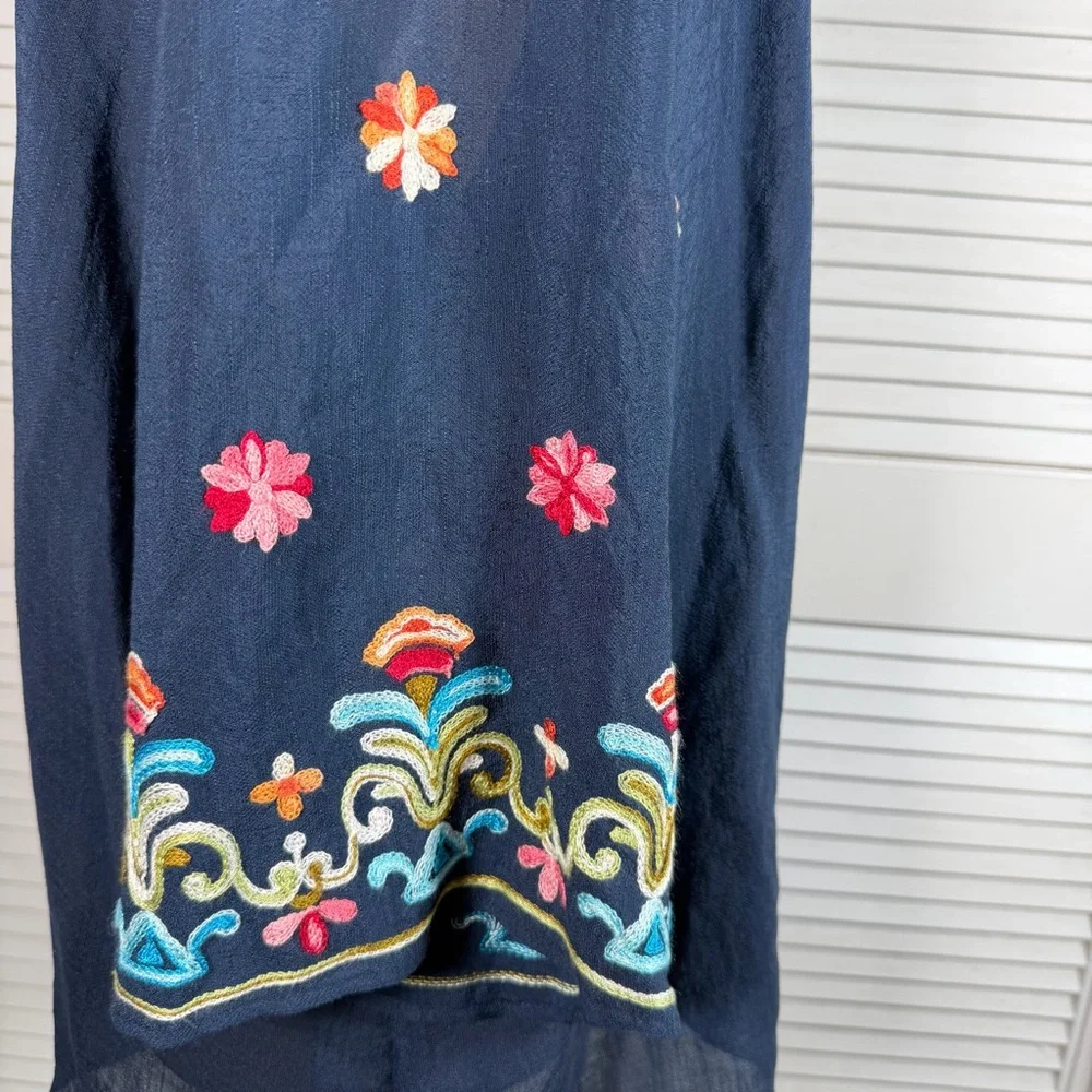 Fig & Flower Boho Embroidered Blouse Lace Back Flowy 3X - Picture 6 of 13